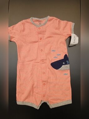 NWT! Carters Orange Striped Infant Boys Onesie Size 12 Mths